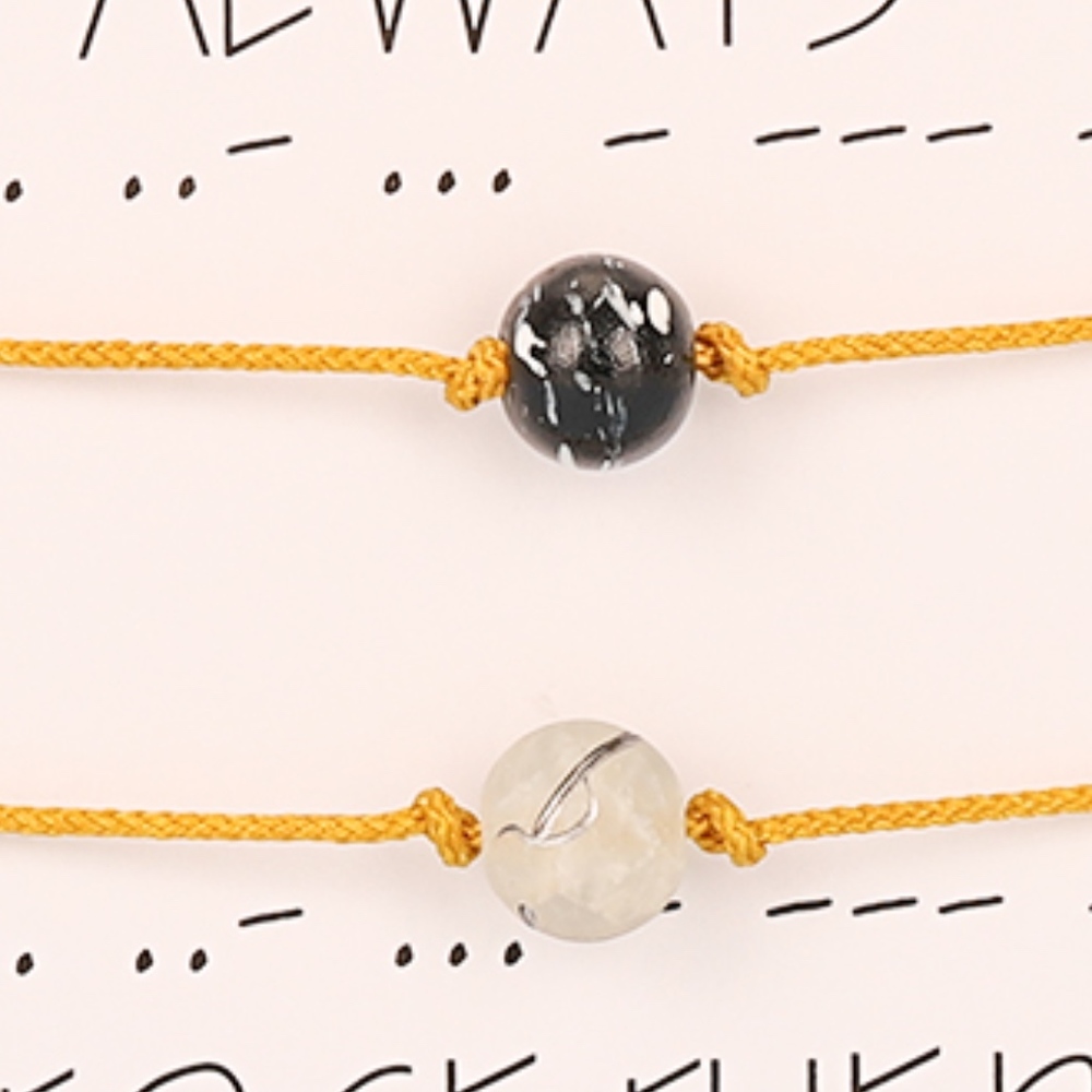 8MM Lava Stone Yellow Rope Bracelet Set & Card - Picture 2 of 4